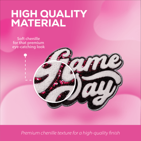 Pink "Game Day" Chenille Patch - Counter Culture DIY