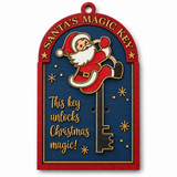 Finished Santa's Magic Key craft painted red, navy, gold, white, and black