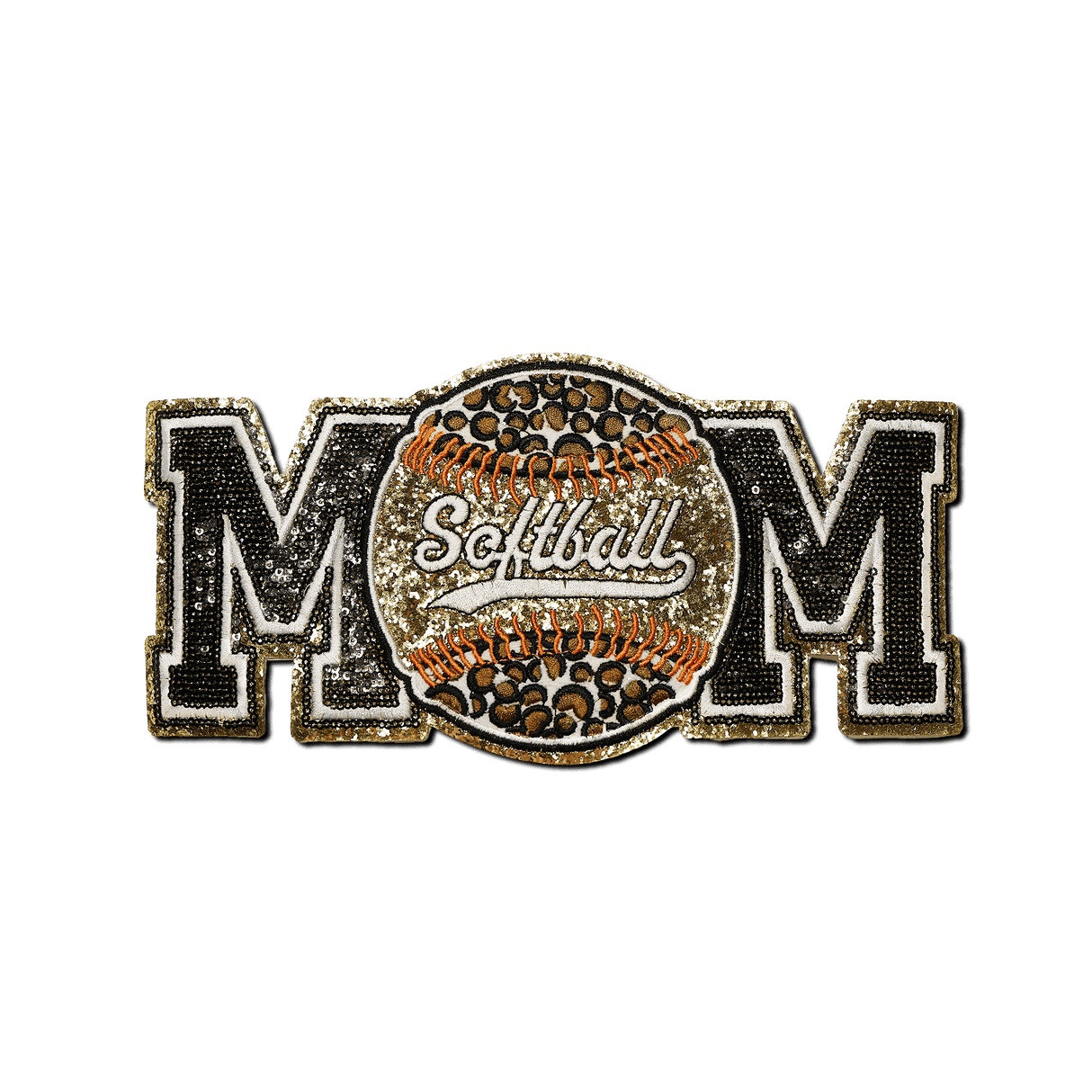 Softball "Mom" Black and Gold with Orange Stitching Patch - Counter Culture DIY