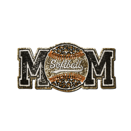Softball "Mom" Black and Gold with Orange Stitching Patch - Counter Culture DIY