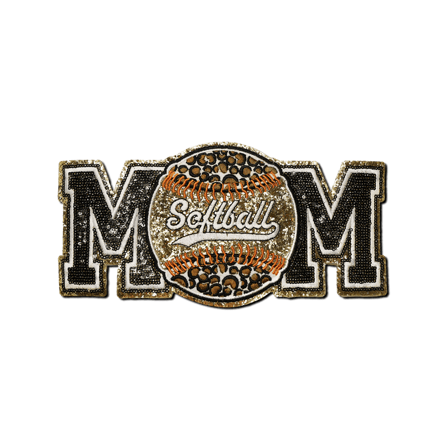 Softball "Mom" Black and Gold with Orange Stitching Patch - Counter Culture DIY