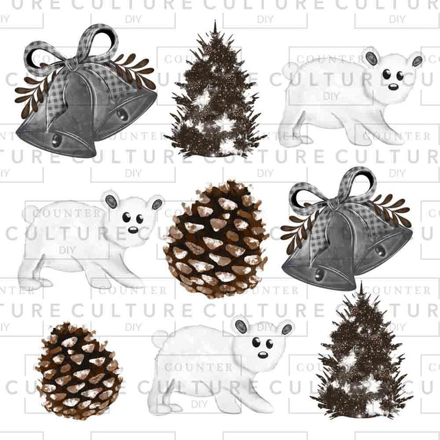 Watercolor polar bear grid UV DTF - Counter Culture DIY